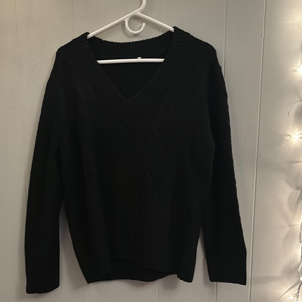 Timeless Black V-Neck Sweater with Fine Knit